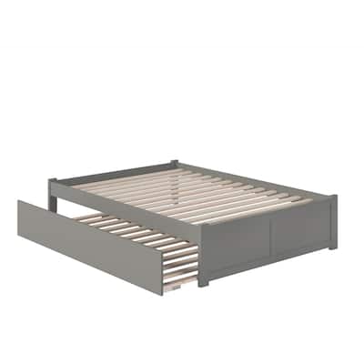 Full Platform Bed with Trundle - Grey Twin Size - Modern Design - HomeStock Furniture