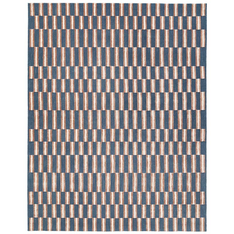 Terra by Obeetee Retro Willa Blue Rug - Oxford Blue - 3' x 5'