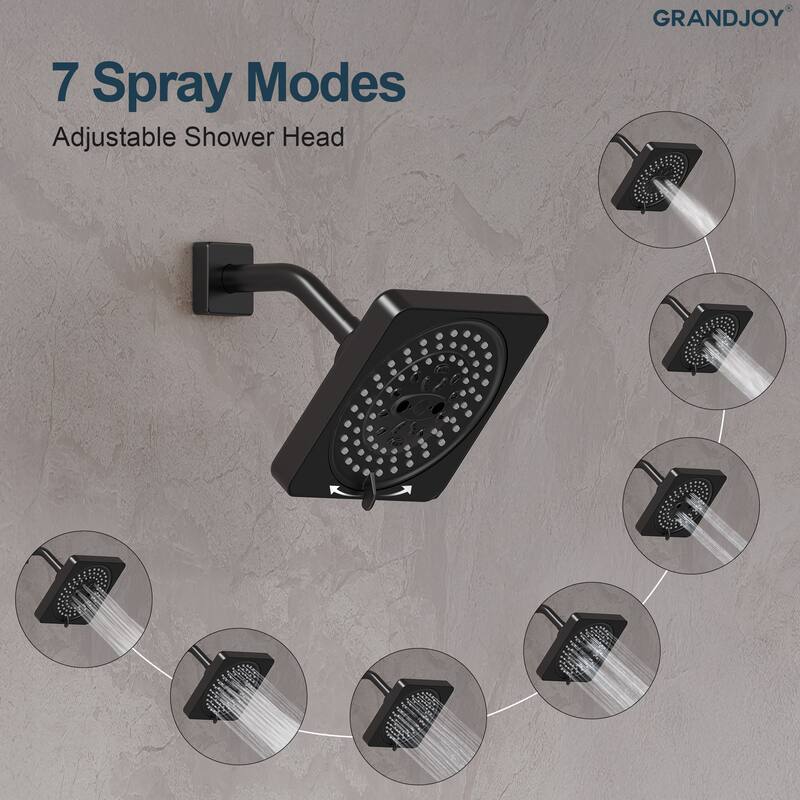 GRANDJOY Thermostatic LED Rain and Waterfall Shower System with Handheld, Ceiling-Mount Modern Design