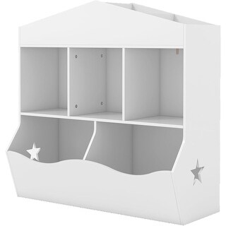 31 in.W Kids Toy Freestanding Storage Cabinet and Bookshelf with 9 Cubbies and Bins