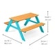 preview thumbnail 5 of 11, Teamson Kids Outdoor Wooden Picnic Table with Bench Set for Toddlers Play and Snacks in Aqua and Natural Finish