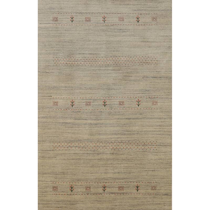 Hand Knotted Oriental 100% Wool Carpet Tribal Tribal Beige & Ivories Gabbeh Area Rug - 7' 10'' X 5' 1''
