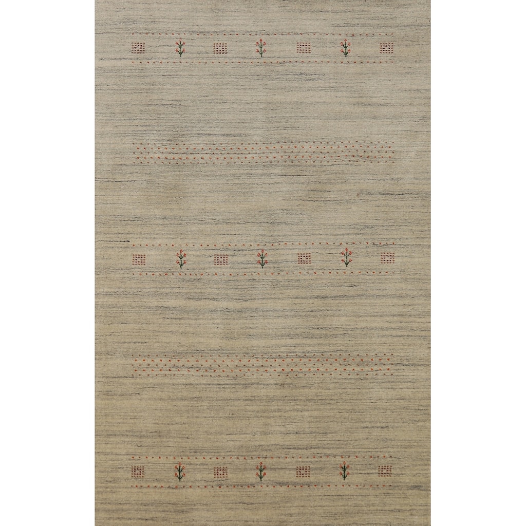 Hand Knotted Oriental 100% Wool Carpet Tribal Tribal Beige & Ivories Gabbeh Area Rug - 7' 10'' X 5' 1''