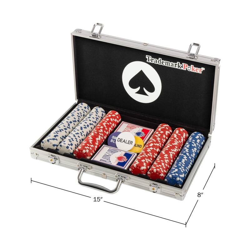 Trademark Poker Set with Cards, Buttons, Carrying Case, and 300 Poker Chips