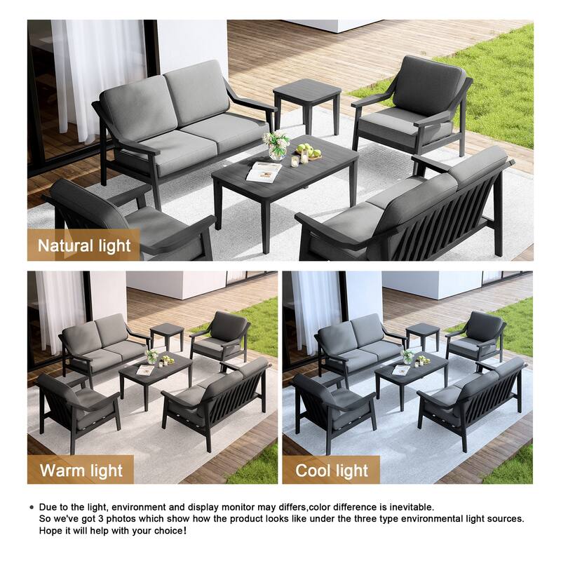 Outdoor Conversation 6 Seater Patio Chat Set with Cushions and Table