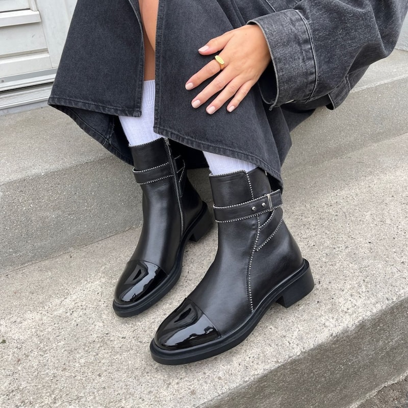 Copenhagen Patent Toe Leather Chelsea Boot - Black Patent - 41