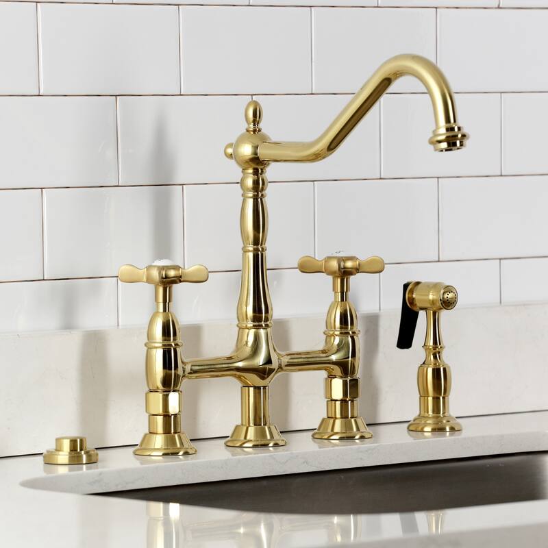 Kingston Brass Essex Bridge Kitchen Faucet with Brass Sprayer