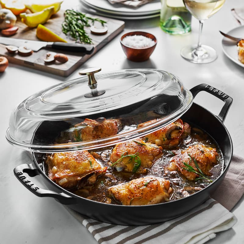 STAUB Cast Iron 3.5-qt Braiser with Glass Lid