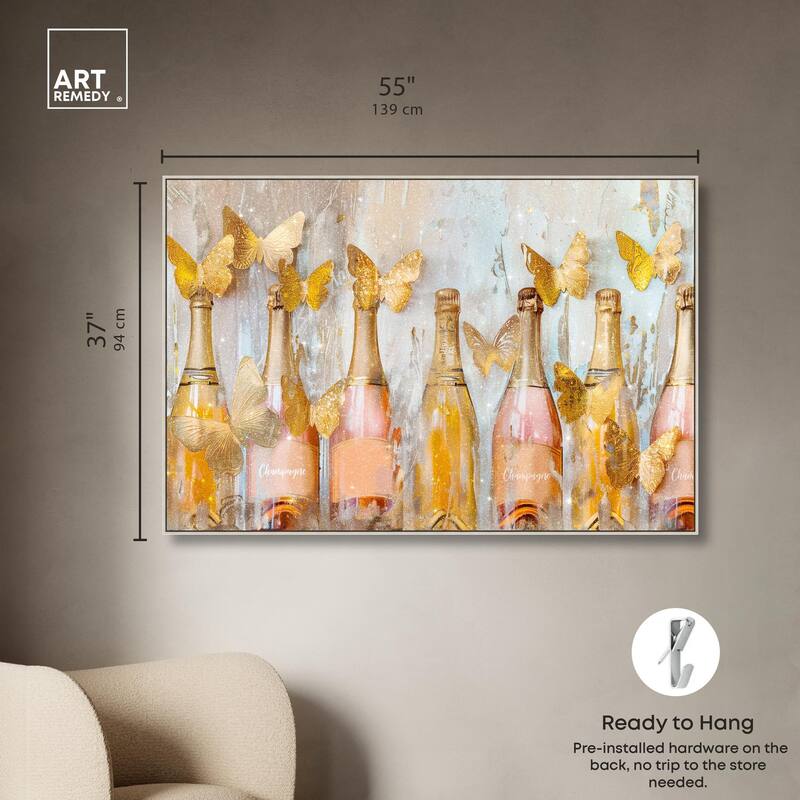 Golden Bright Campagne Line Canvas by Art Remedy
