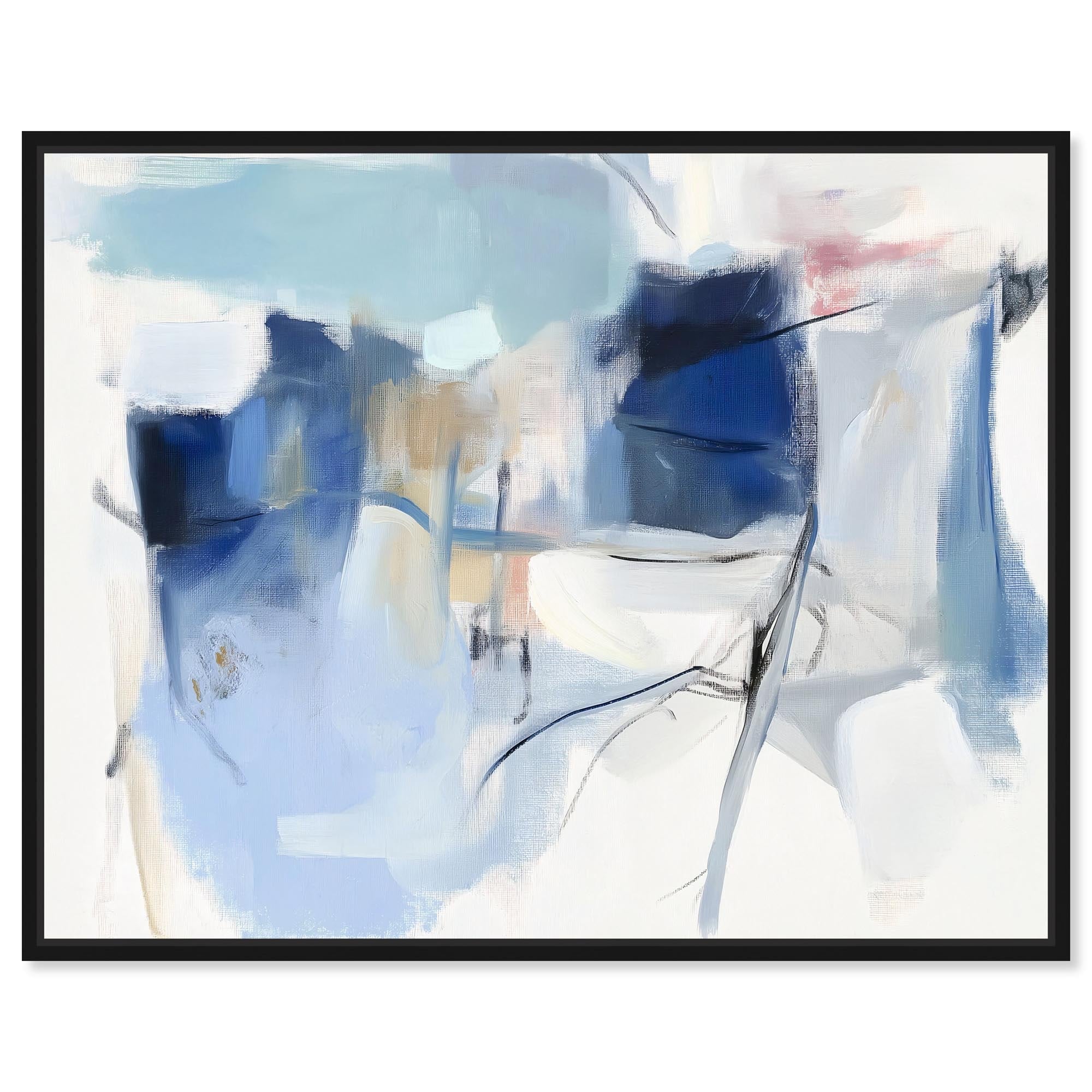 Winter White II Teal Decor Framed Canvas Print by Art Remedy