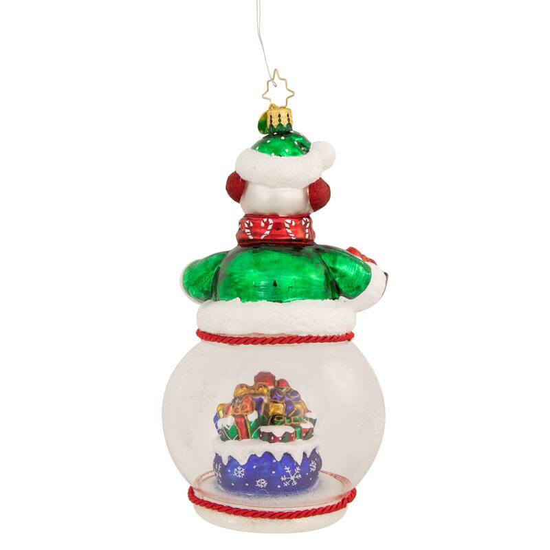 Chilly Cheery Snowman Presents Glass Christmas Ornament 1021014