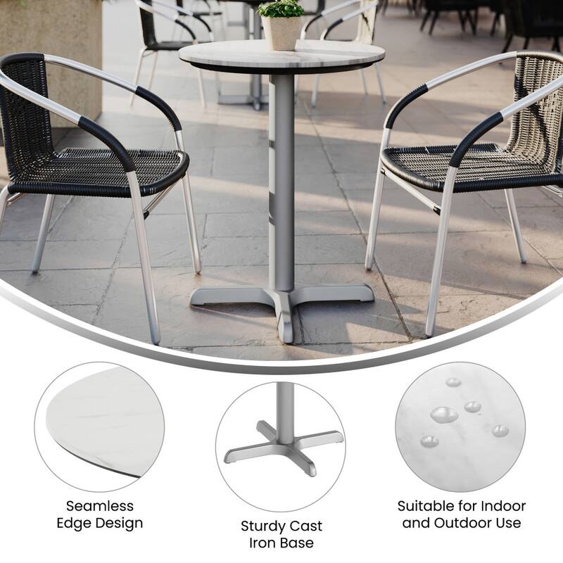 Commercial All-Weather HPL Tabletop with Crisscross Base