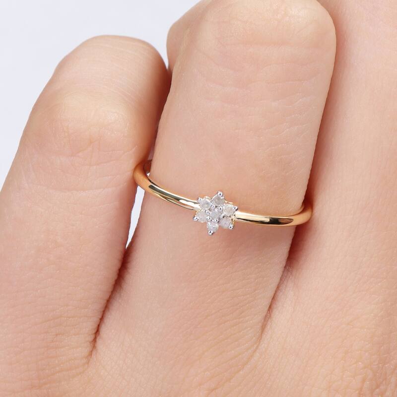 Miadora Diamond Accent Stacking Semi-eternity Ring in Yellow Plated Sterling Silver