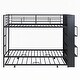 preview thumbnail 6 of 10, Twin Metal Bunk Bed with Bookshelf and Trundle in Black