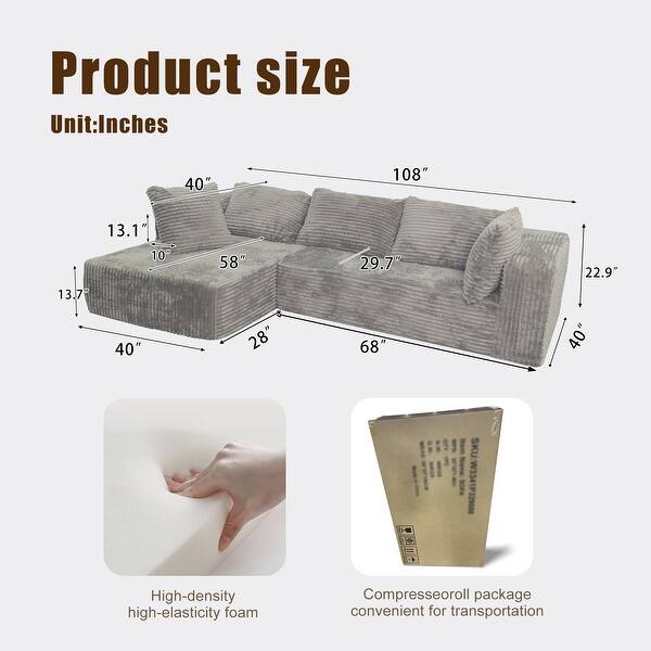 Modular Sectional Sofa With Chaise Modern L Shaped Cloud Couch With ...