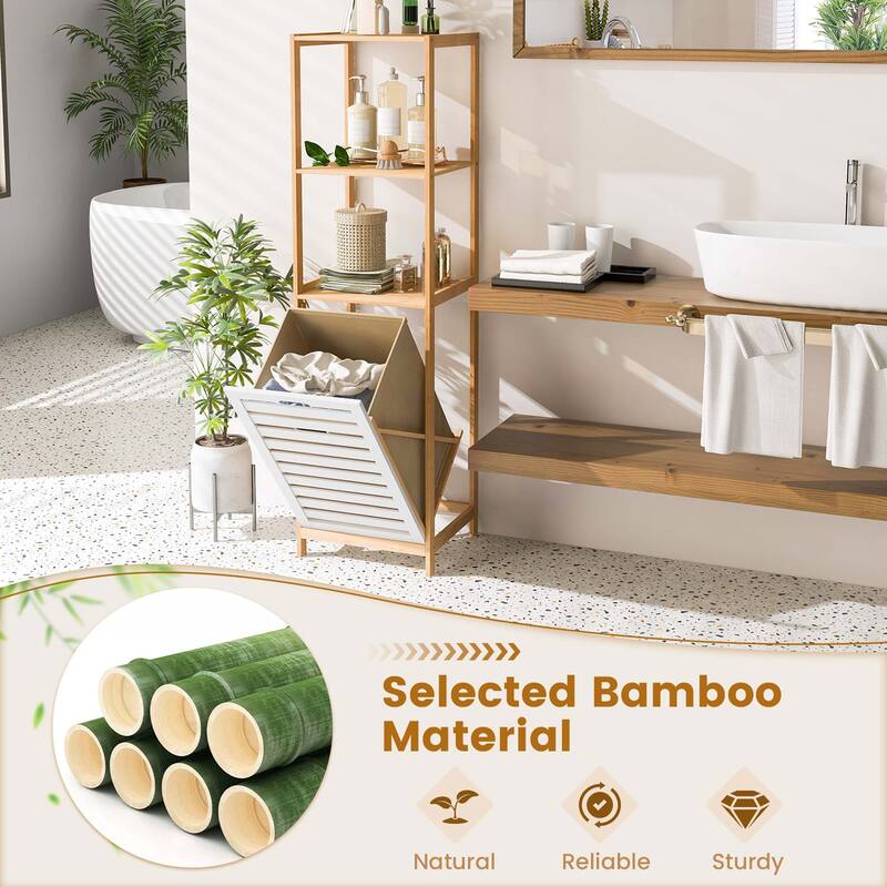 Costway Tilt-Out Laundry Hamper with 3-Tier Shelf Removable Liner - See Details