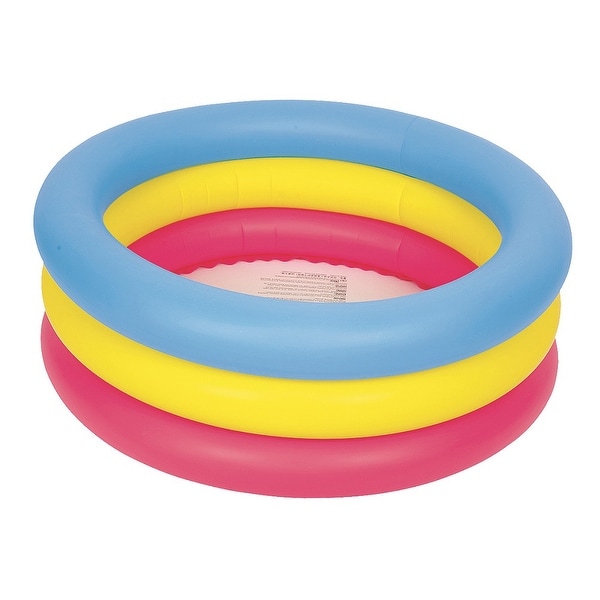 30" Inflatable Pink Yellow and Blue Children's Swimming Pool