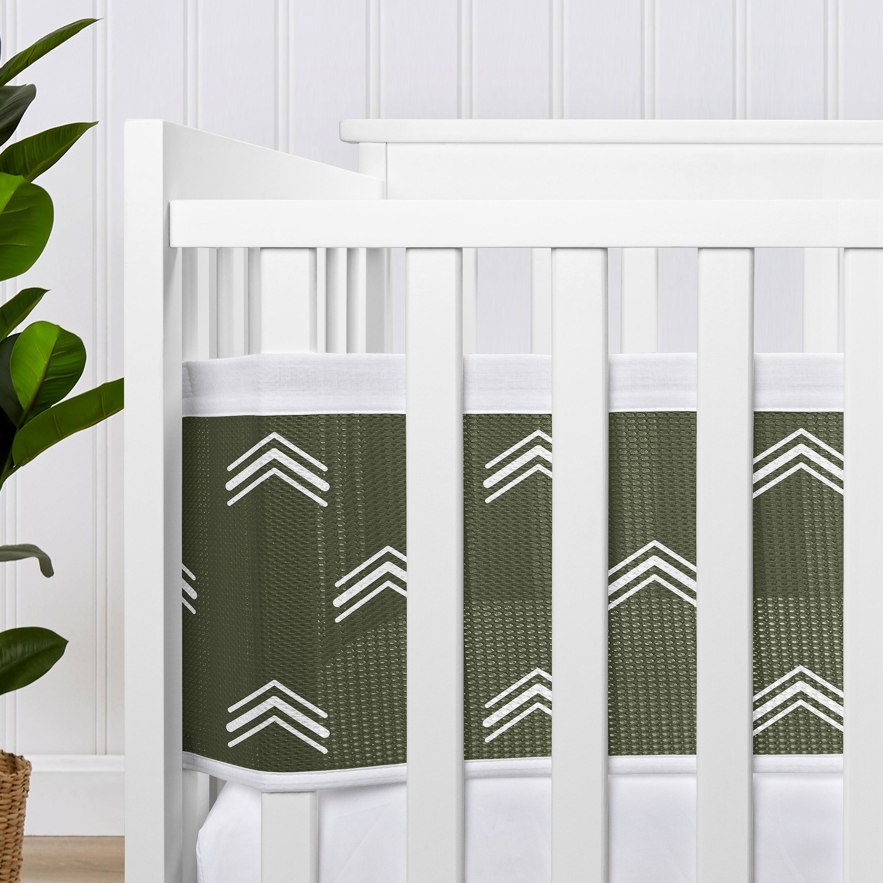 Boho Dark Green Crib Skirt Boho Fringe Dark Green And Ivory