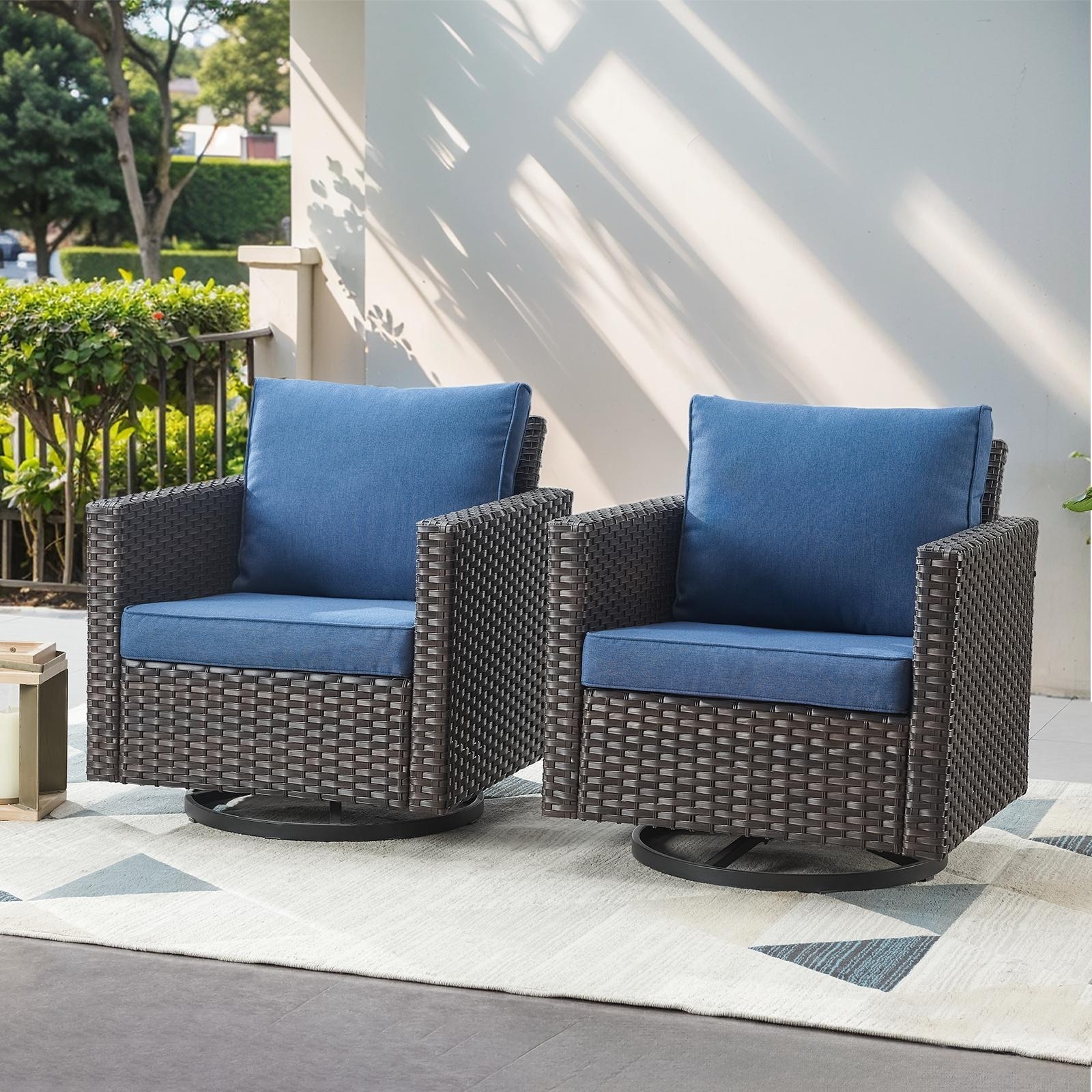 Outdoor Swivel Chairs Patio Glider Chairs Set of 2 Brown BeigeSize