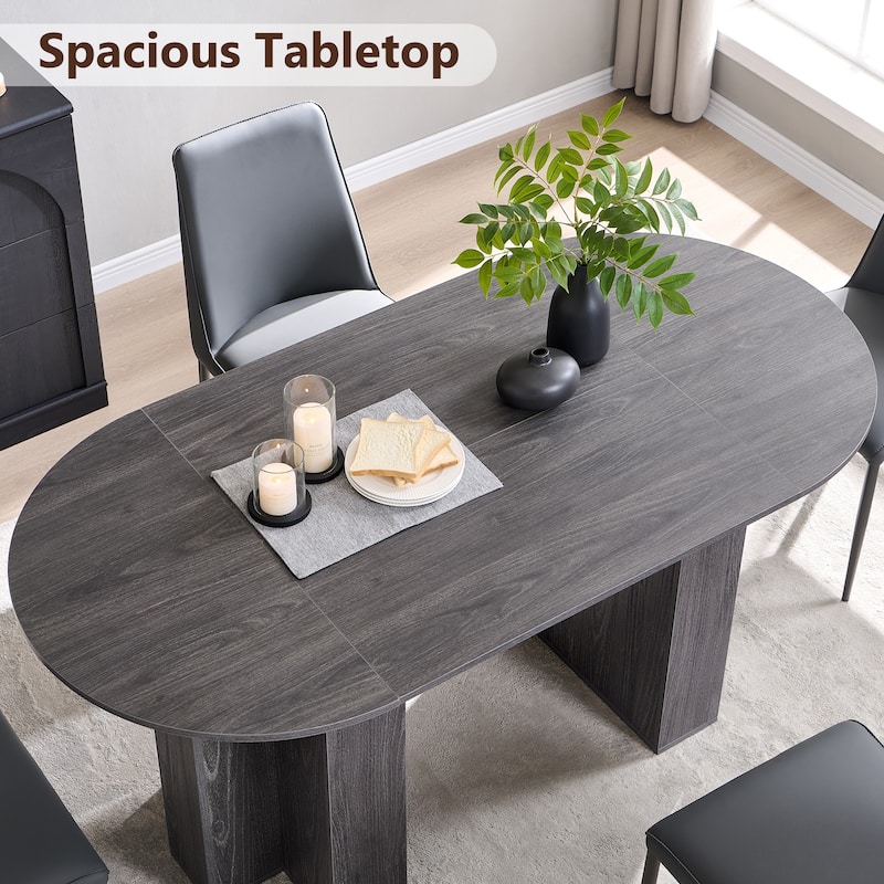 Modern 63" Oval Dining Table, Kitchen Table with Sturdy T-Shaped Base