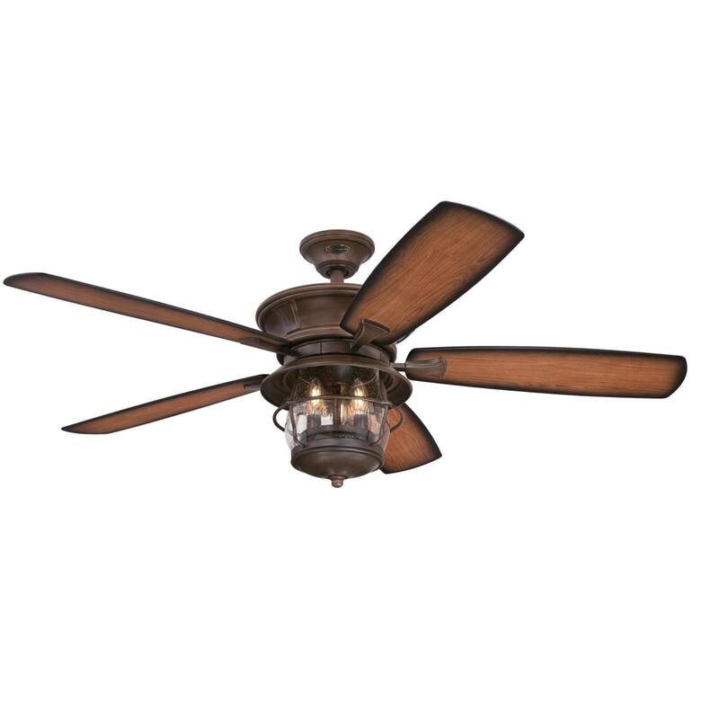 Bellevue Sokol 52" 5 Blade Indoor / Outdoor LED Ceiling Fan - Aged Walnut