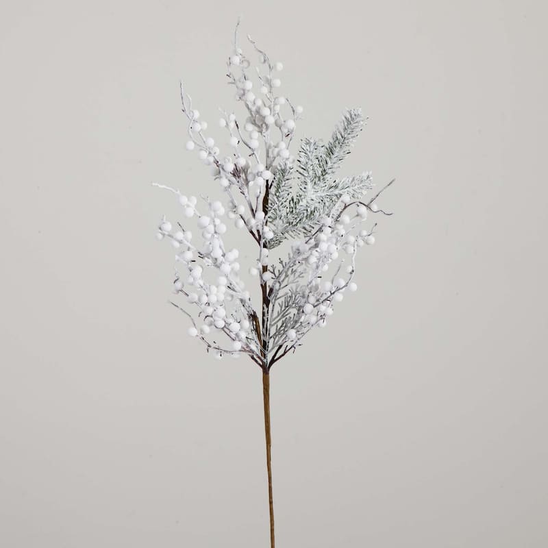 Flocked Berry Artificial Christmas Stem Sprays - 30" - White - Set of 3