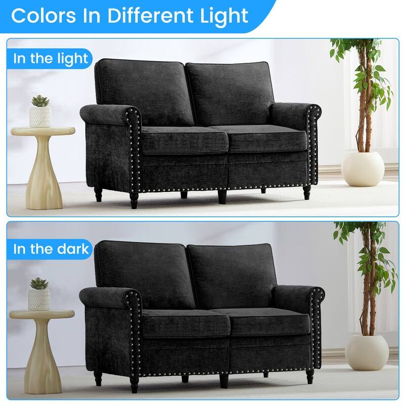 Mixoy 53.9''Chenille Living Room Sofa,Modern 2-Seater Sofa Couch,Loveseat Sofa with Unique Riveted Look