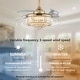 preview thumbnail 19 of 26, 48 in. Indoor Modern Ceiling Fan with Light Gold Retractable Crystal Chandelier Fan with Remote for Kitchen Living Room