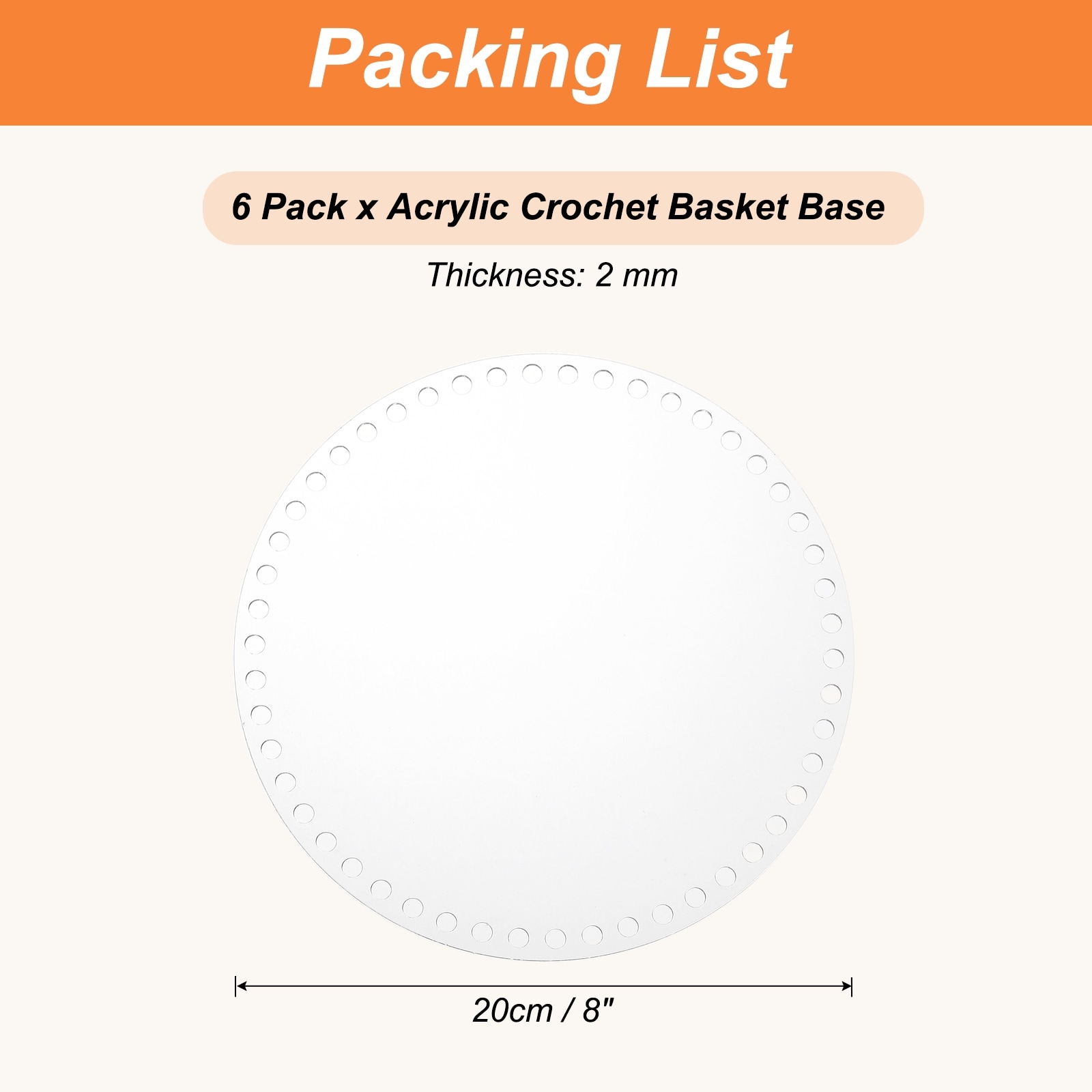 Crochet Basket Bottoms Round Acrylic Base for Crochet - Transparent