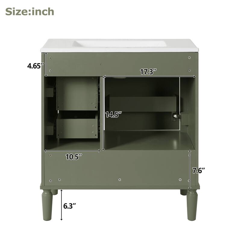 30" Freestanding Bathroom Vanity with Ceramic Sink