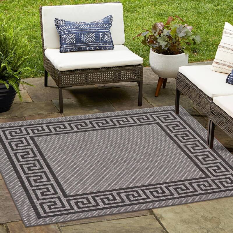 Outdoor Dimension Collection Area Rug - Gray - 6' Square