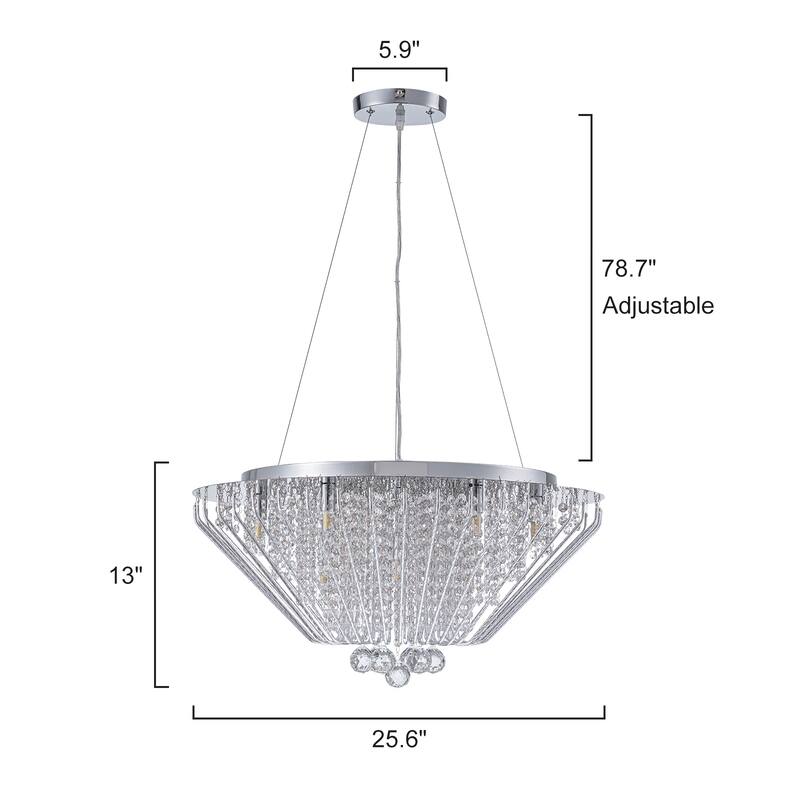9-Light Modern Glam Diamond Shape Chandelier with Crystal