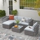 preview thumbnail 6 of 18, 6-piece Outdoor Wicker Sectional Sofa Set Grey