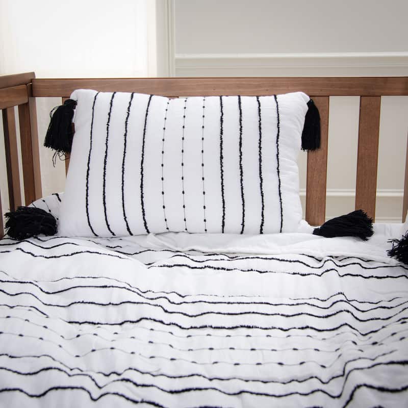 Rizzy Home Rowan Embroidered Striped Crib Quilt - 38" X 50"