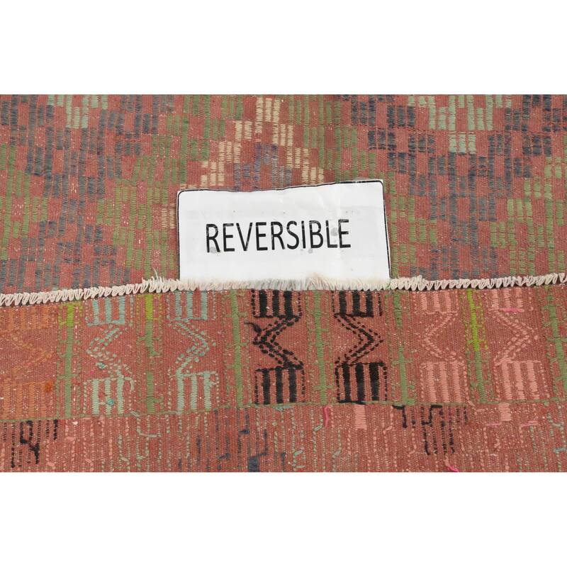 Hand Woven Oriental 100% Wool Carpet Southwestern Tribal Multi-Colored Kilim Area Rug - 10' 3'' X 6' 4''