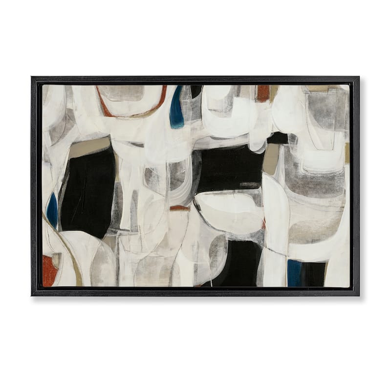 Stupell Dynamic Earthy Shapes Framed Floater Canvas Wall Art Design By Kippi Leonard - 25 x 17 - Black