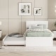 preview thumbnail 1 of 7, Twin Size Bed with Trundle Bed, Wooden Platform Bed Frame with Headboard and Twin Size Trundle Bed, for Girls Boys Teens Adults White - Twin
