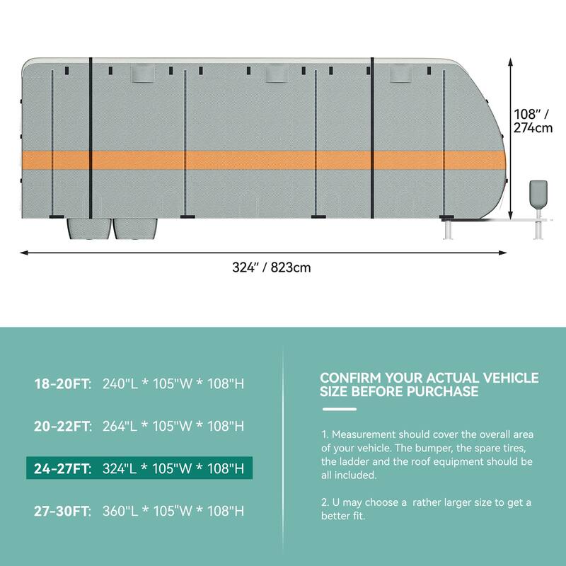 Grey Waterproof Windproof RV Cover