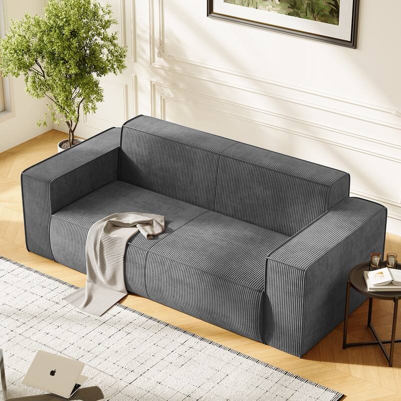 Mixoy Modern Velvet Fabric Loveseat Sofa with Legless Design&Widened Armrest,Upholstered 2-Seater Couch for Living Room
