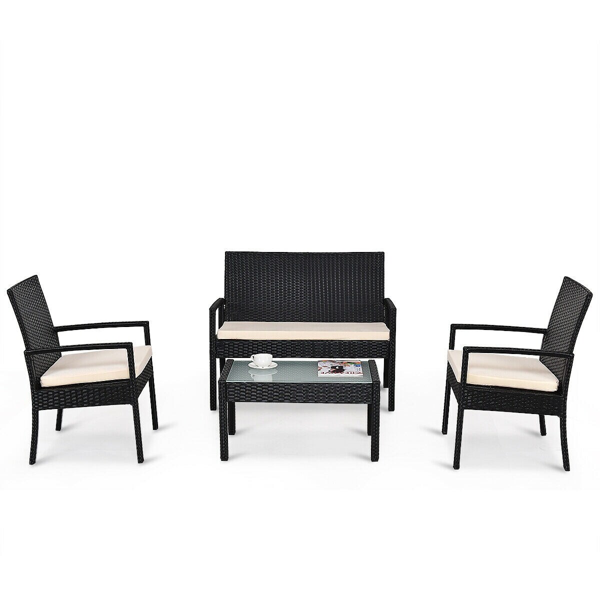 Shop Black Friday Deals On Costway 4 Pcs Outdoor Patio Furniture Set Table Chair Sofa Cushioned Overstock 16088556