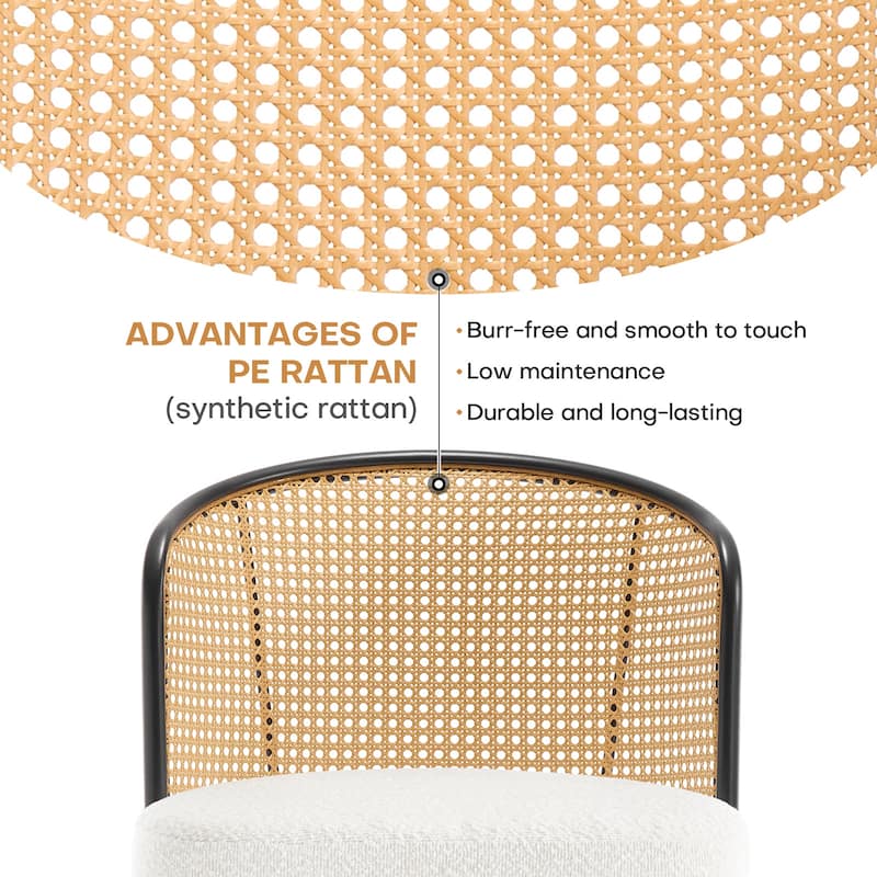 Upholstered Rattan Dining Chairs with Metal Legs Set of 2/4 - 29.92"H x 20.5"W x 23.03"D