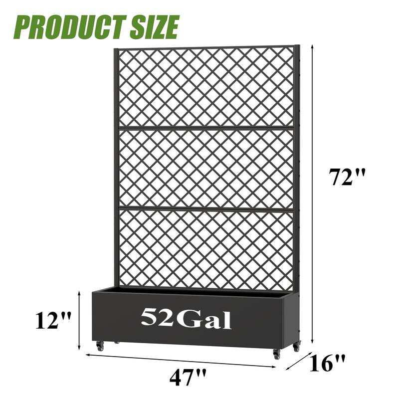 Raised Garden Bed Planter with Trellis Movable Planter Box with Lockable Wheels