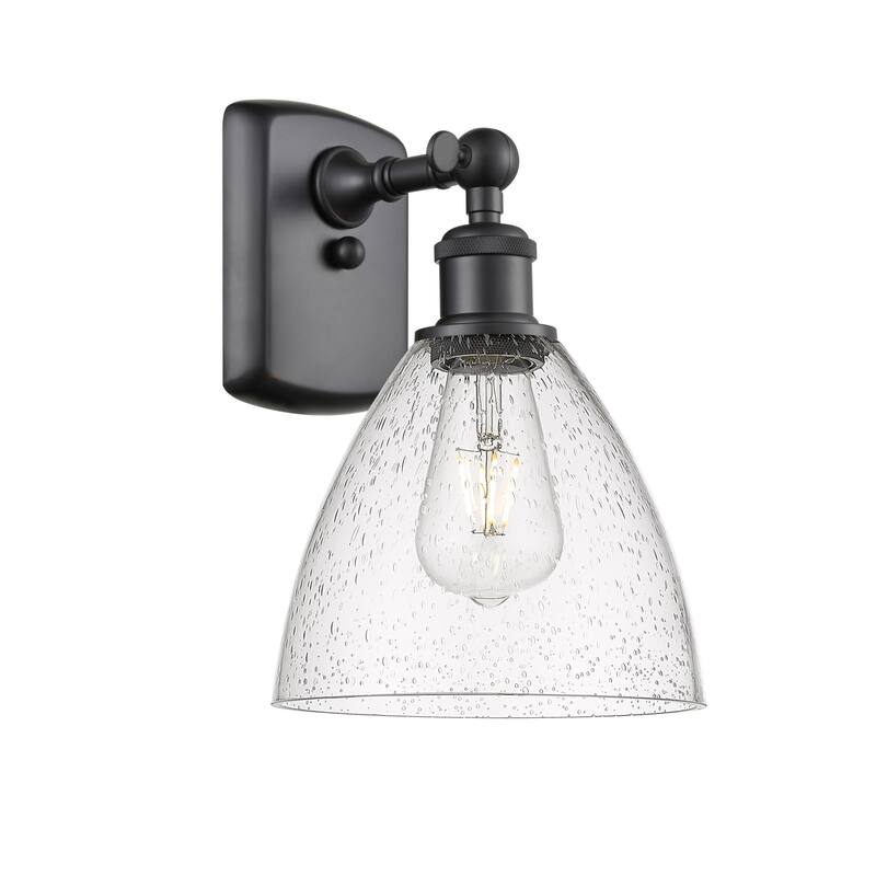 Innovations Lighting 516-1W-11-8 Bristol Sconce Bristol 11" Tall Wall - Matte Black / Seedy