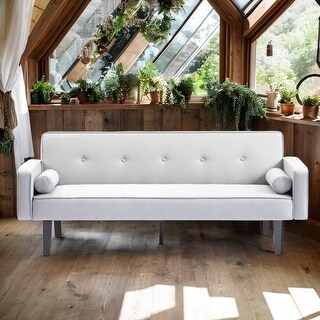 Convertible Futon Sofa Bed with Armrests and Solid Wood Legs - Bed Bath ...