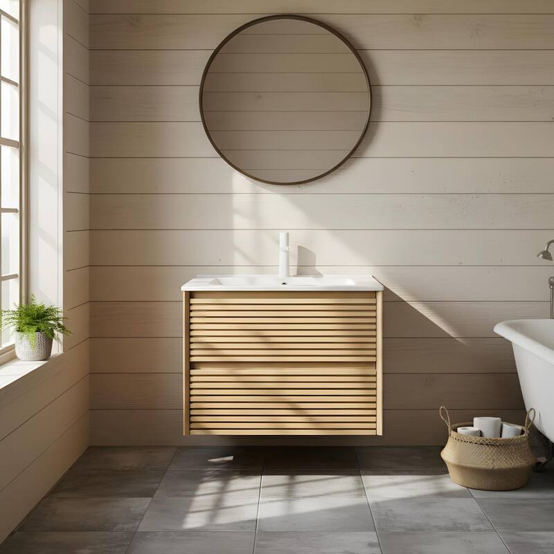 Modern Wall Mounted Bathroom Vanity with Sink