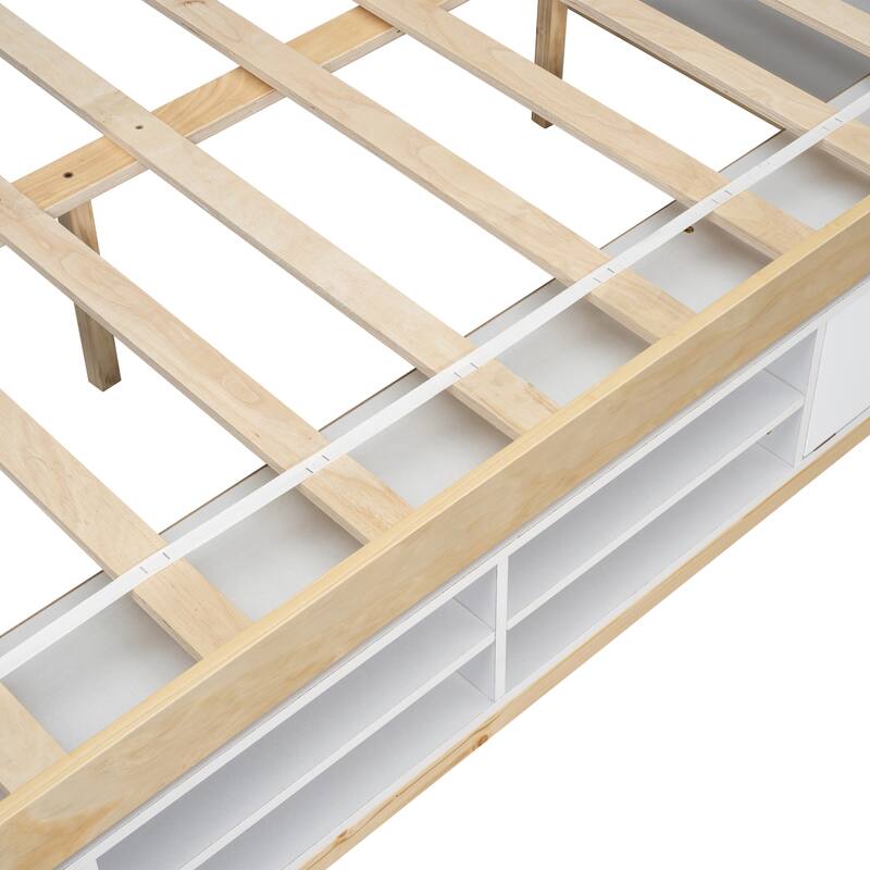 Full House Bed with Roof Frame, Bedside-shelves, Under Bed Storage Unit