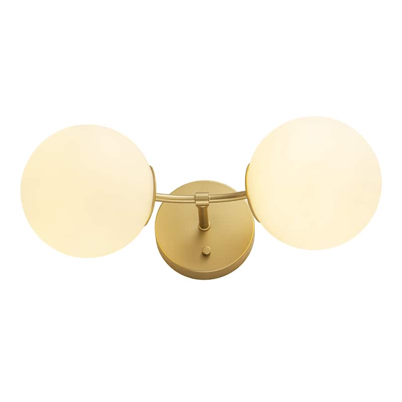 2-Light Modern Metal & Glass Wall Sconce with Two-Globe Shades for Bedroom & Living Room - 1 Light