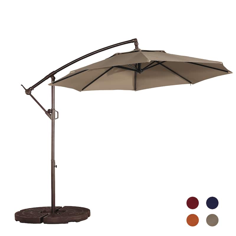 Clihome 10Ft Patio Offset Cantilever Umbrella Hanging Canopy Umbrella
