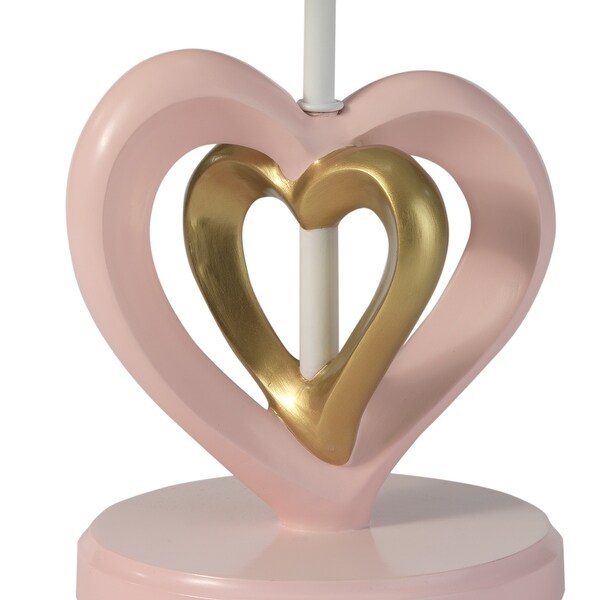 Lambs Ivy Baby Love Pink Gold White Hearts and Chevrons Nursery Lamp with Shade Bulb Bed Bath Beyond 23499030