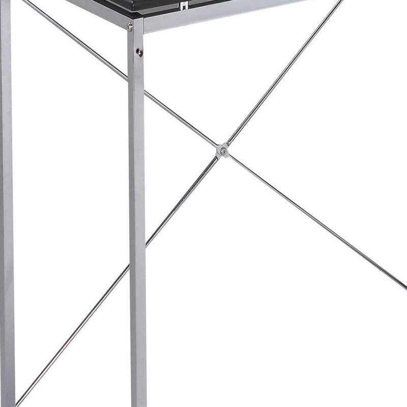 Elvis Black & Chrome Finish Writing Desk W/Shelves - Black,Chrome
